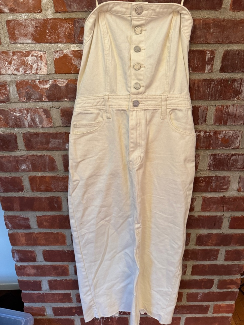 Strapless Button-Front Cream dress